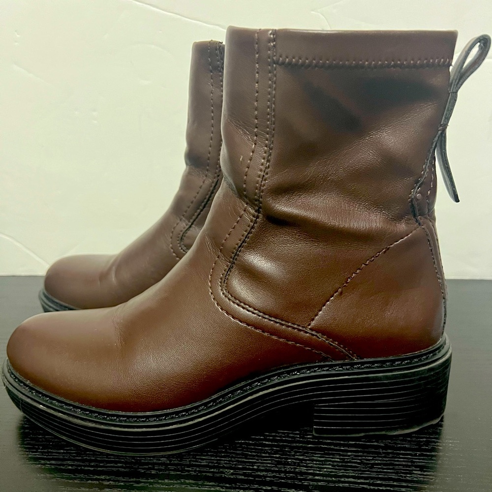 Franco Sarto Women’s Size 8 Zip Up Combat Boot Brown Leather Ankle Moto Boot
